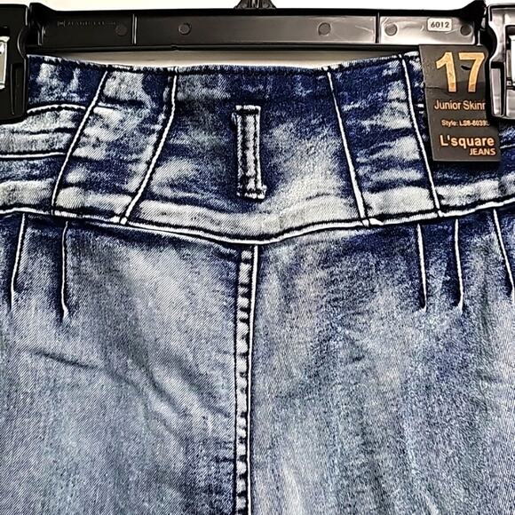 L'square Jeans Jr. Womens Acid Washed 2 Pocket Stretchy Skinny Jeans Sz 17 (NWT) - Picture 5 of 11